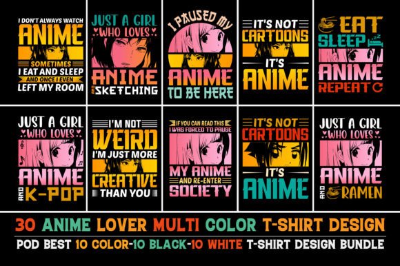 Anime T-Shirt Design Bundle: Graphics for T-Shirt Designs