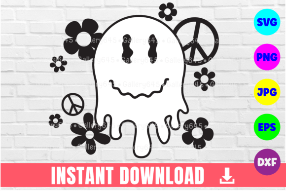 Drippy Smiley Face Retro Groovy SVG PNG