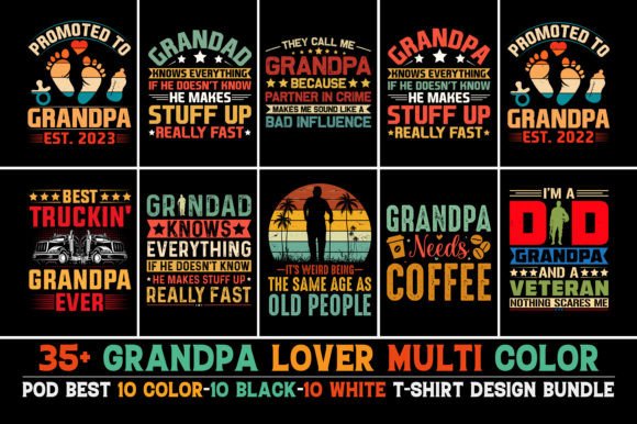 Grandpa Vintage T-Shirt Design Bundle